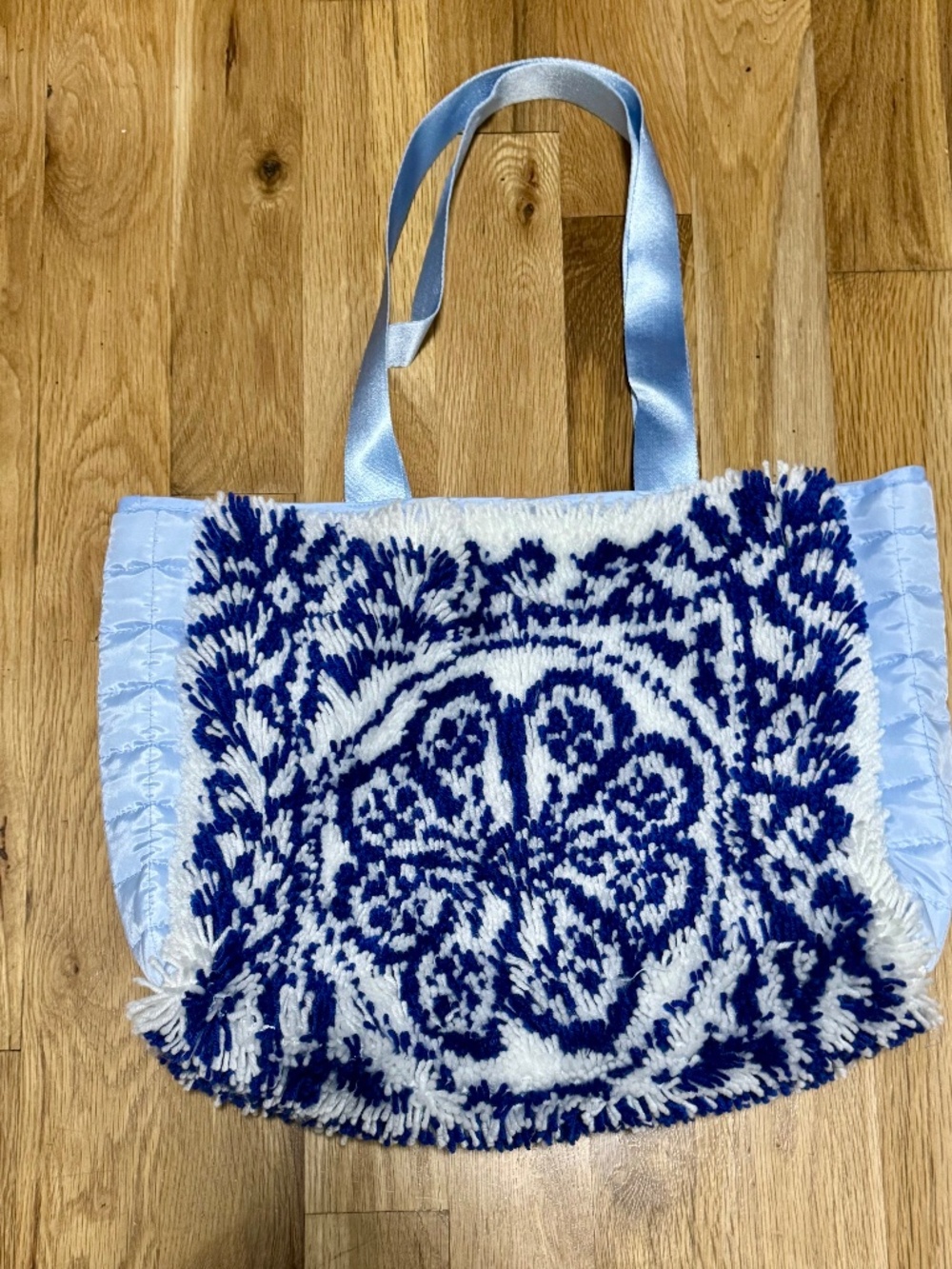 Blue Latchhook Tote